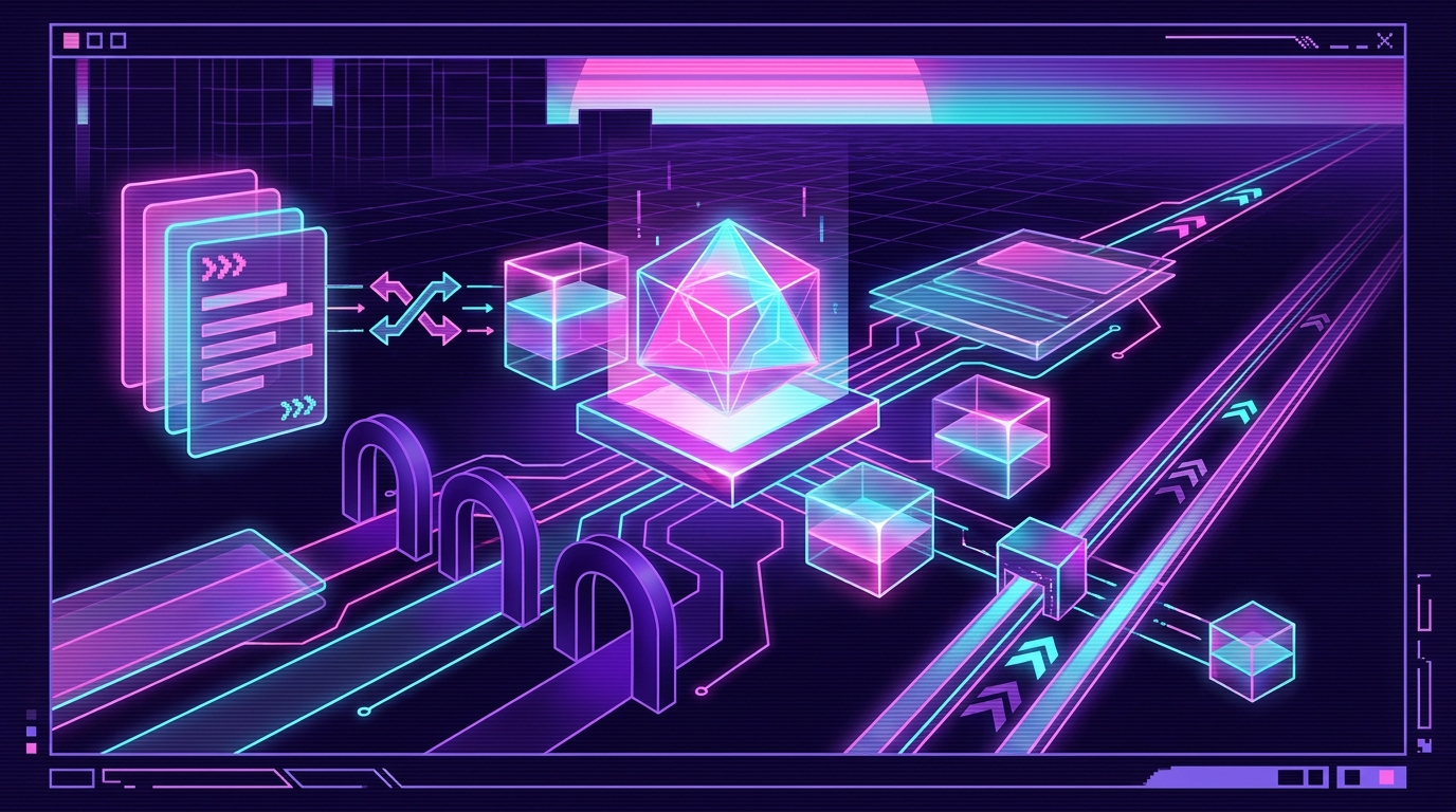 Synthwave project board showing a two-week AI agent build plan with context, tools, evals, guardrails, and deployment lanes.